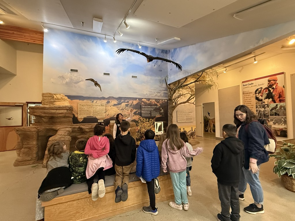 2nd graders inside World's Center for Birds of Prey