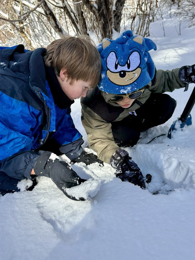 4th graders take a temperature reading of the snow