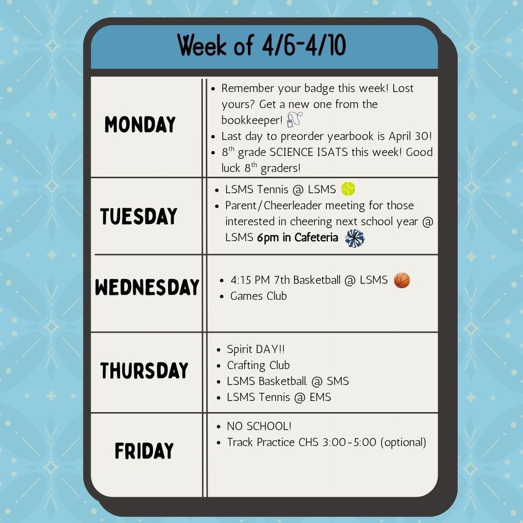 Weekly Schedule 