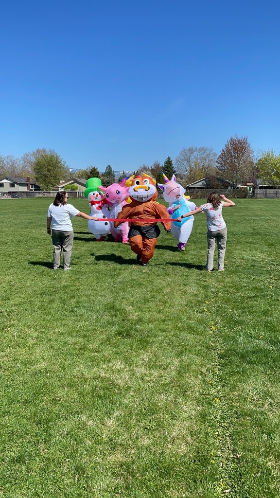 Last year's Masked Runner race with staff members in inflatable costumes