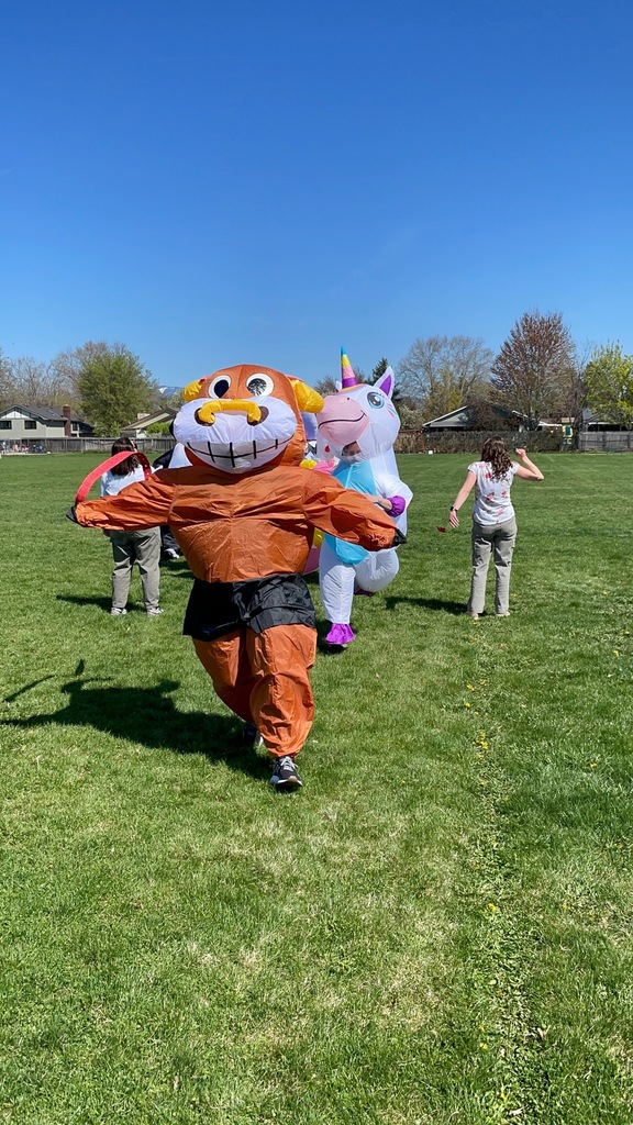 Last year's Masked Runner race with staff members in inflatable costumes