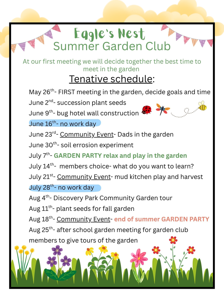 garden club summer schedule