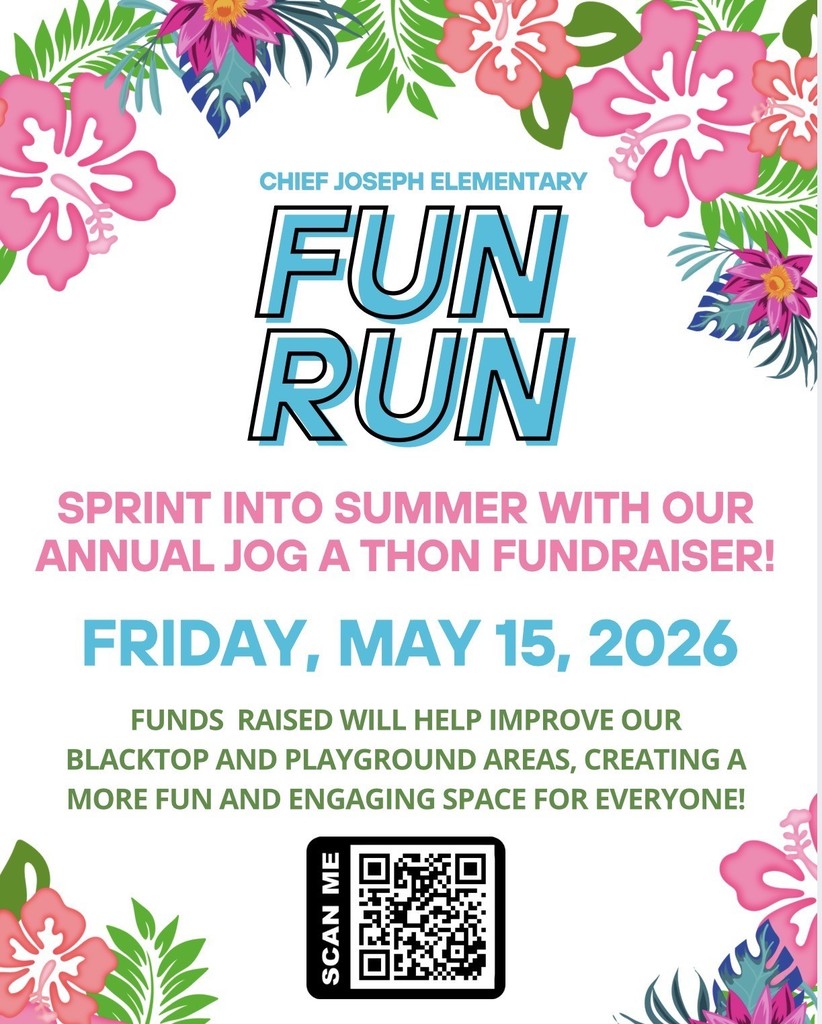 A flyer showing the information for the upcoming fun run at Chief Jo