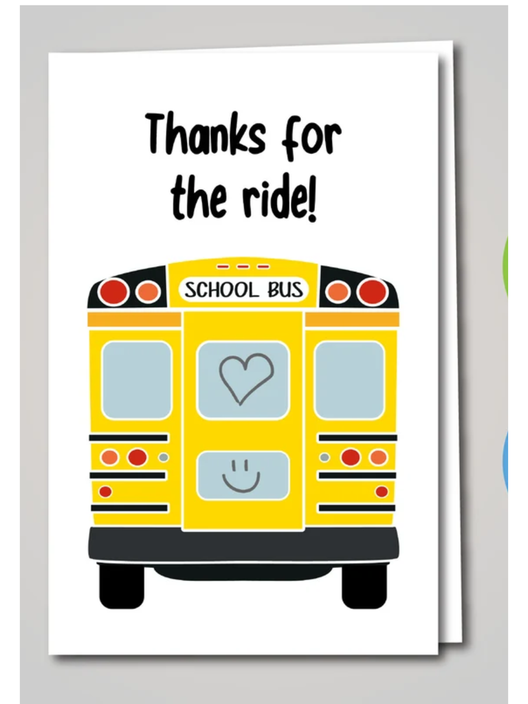 cartoon bus with the words thanks for the ride!