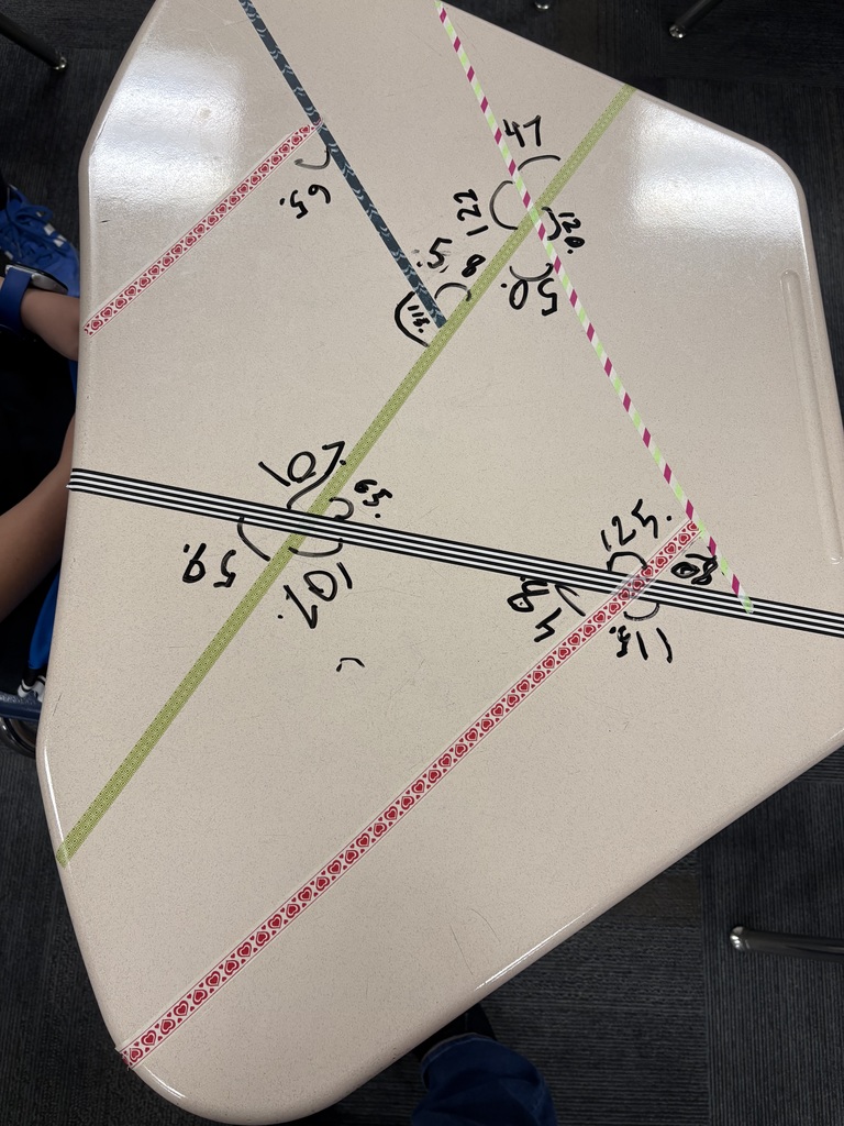 An image of measuring angles on a desk 