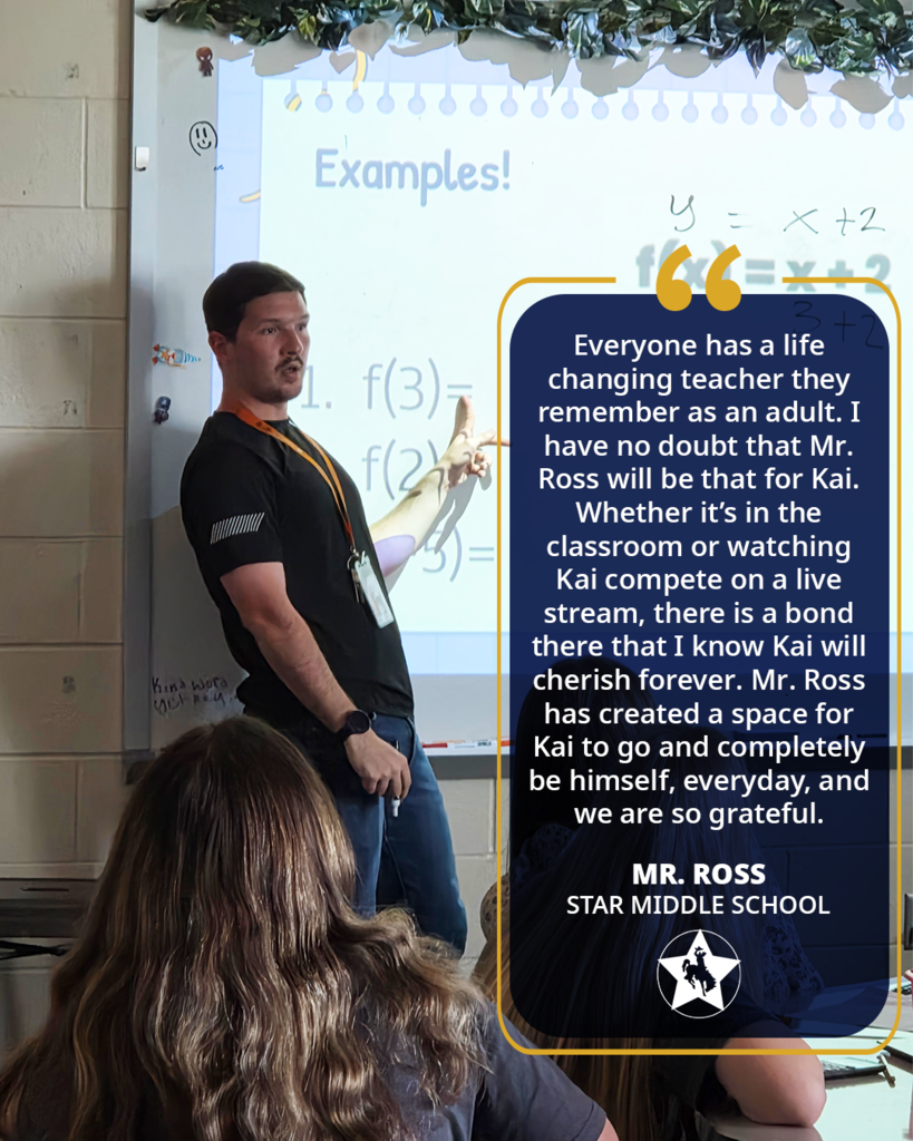Everyone has a life changing teacher they remember as an adult. I have no doubt that Mr. Ross will be that for Kai. Whether it’s in the classroom or watching Kai compete on a live stream, there is a bond there that I know Kai will cherish forever. Mr. Ross has created a space for Kai to go and completely be himself, everyday, and we are so grateful.