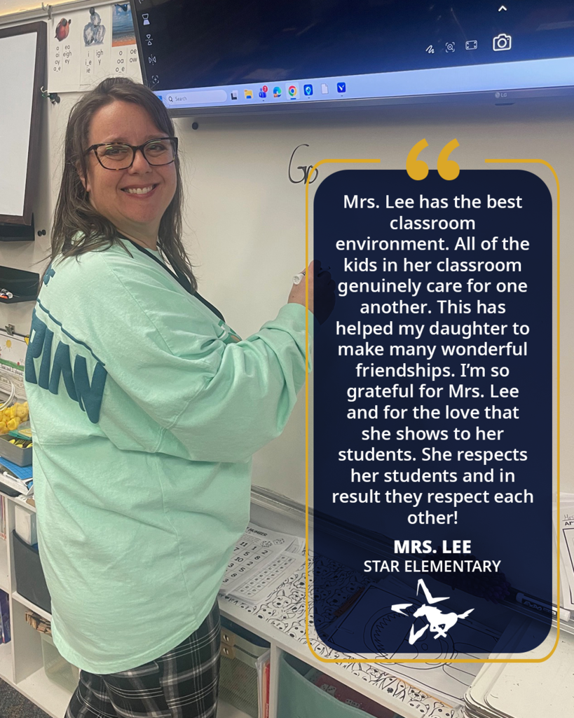 Mrs. Lee has the best classroom environment. All of the kids in her classroom genuinely care for one another. This has helped my daughter to make many wonderful friendships. I’m so grateful for Mrs. Lee and for the love that she shows to her students. She respects her students and in result they respect each other! 
