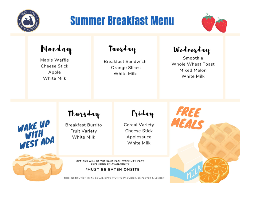 An image showing breakfast options for summer meal sites