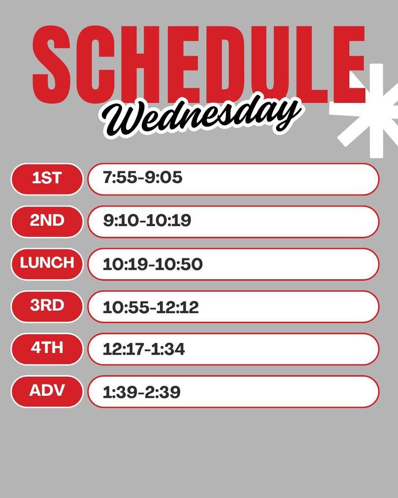 Schedule Final Week Wednesday