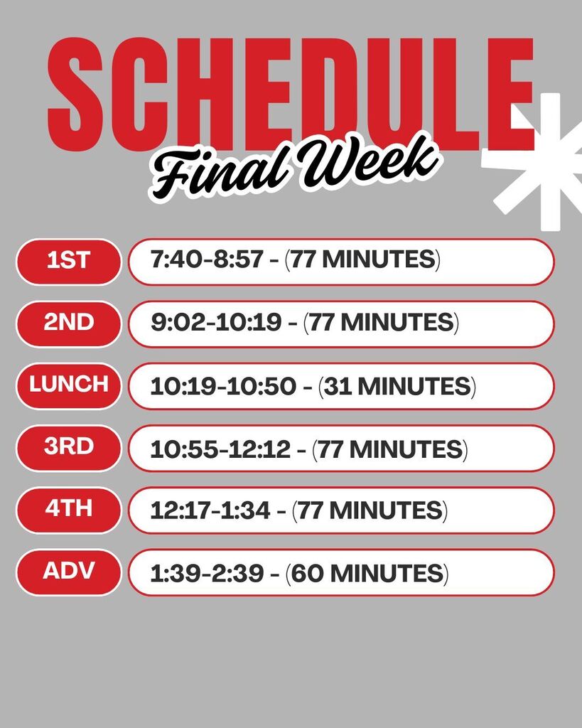 Schedule Final Week