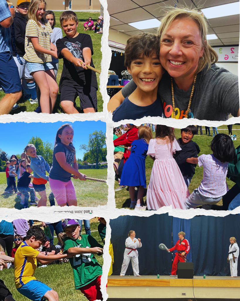 photo collage of last day activities: tug-a-war and talent show