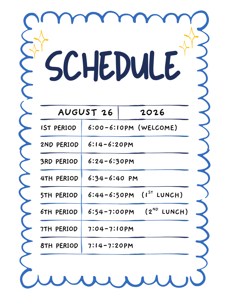 Back to school night bell schedule