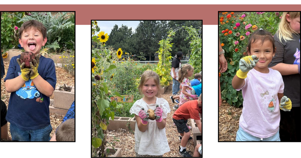 kinders still having fun in garden