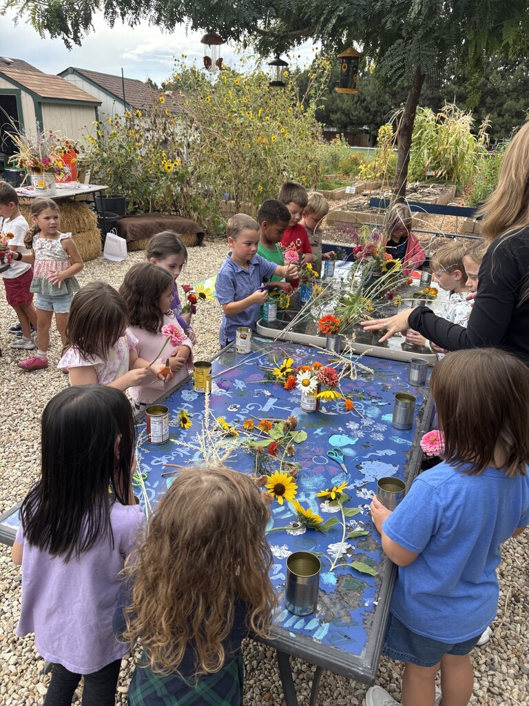 firsties at the flower table