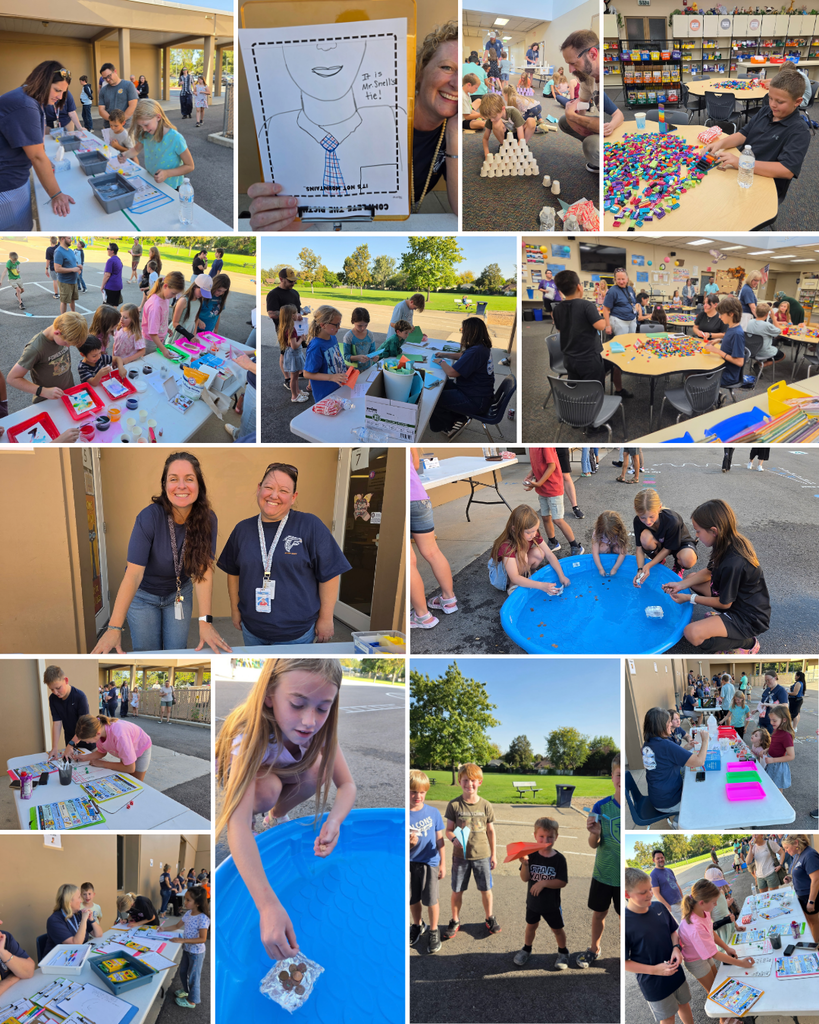 Photo collage of families participating in STEAM activities.