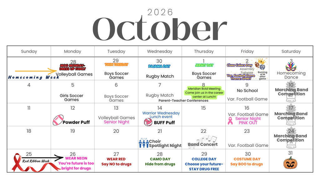 October Activities Calendar