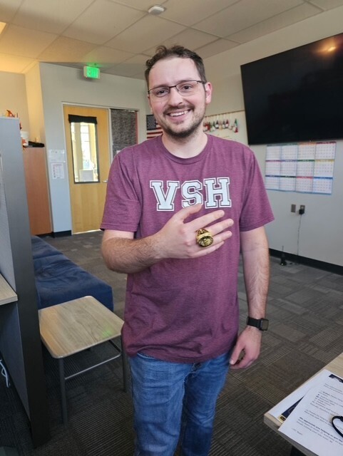 Mr. Dykhouse showing his MVP ring for MVP of the Week!