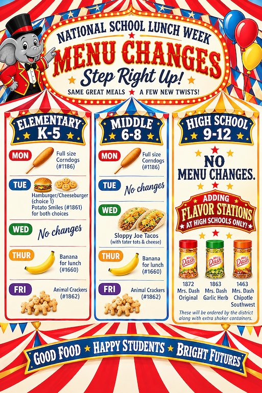 Menu for National School Lunch Week