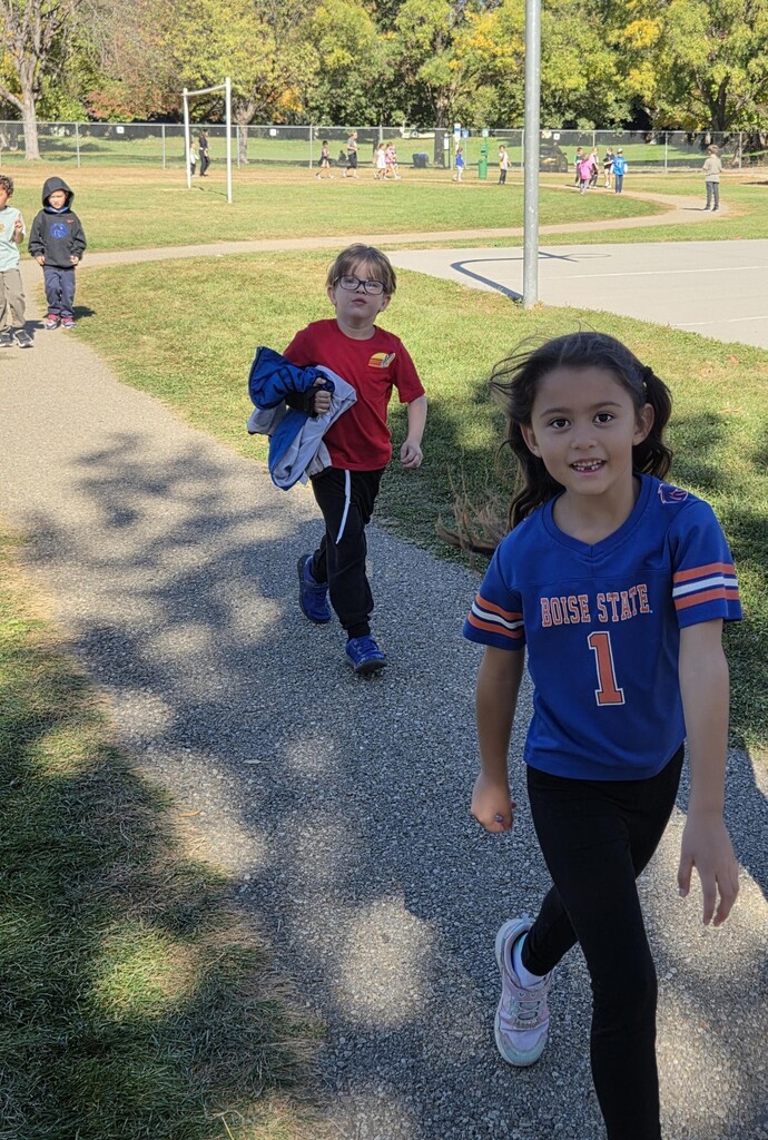 Students running on the track
