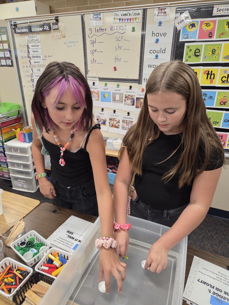 Students making predictions about items that will float