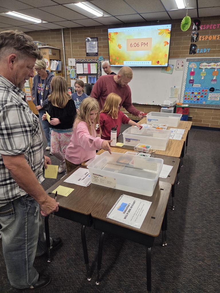 Students making predictions about items that will float