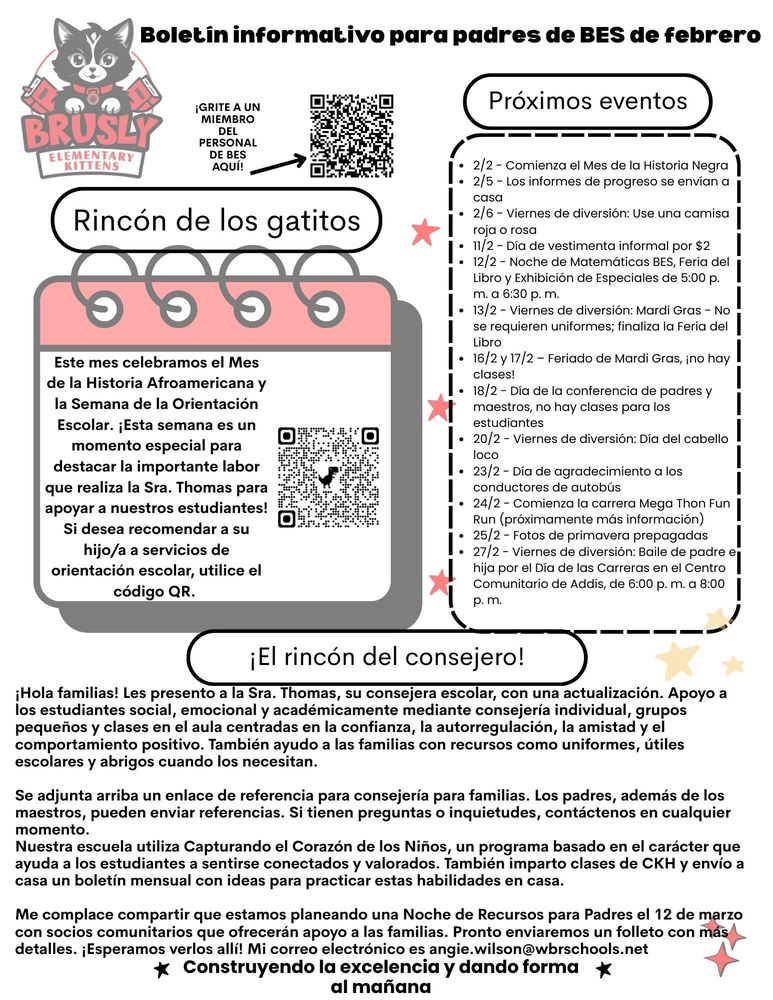 Brusly Elementary School: February Parent Newsletter