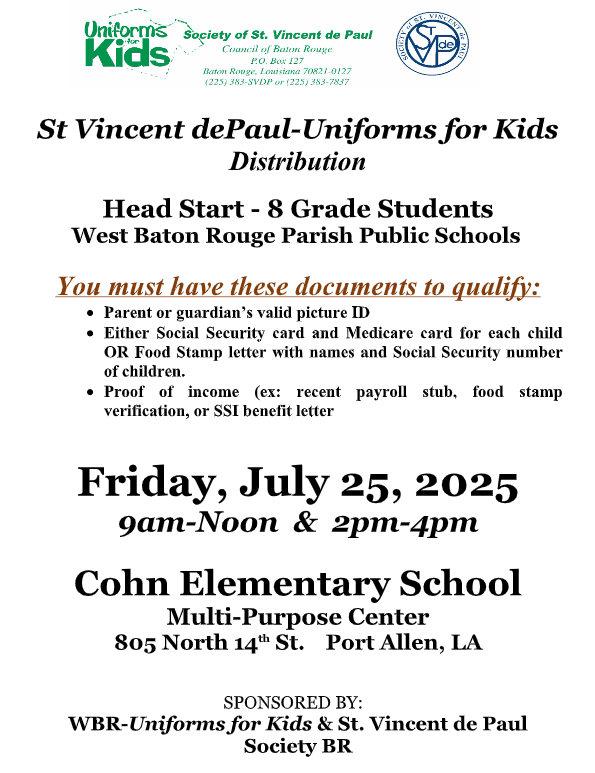 St Vincent dePaul-Uniforms for Kids