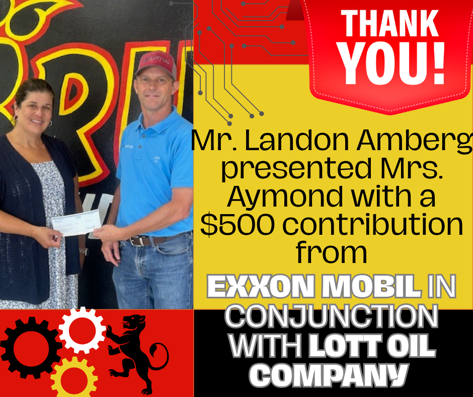 Donation from Exxon Mobil and Lott Oil for BMS
