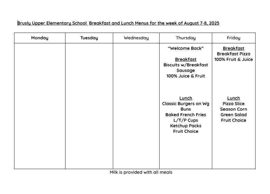 BUES Cafe Menu 8/7-8