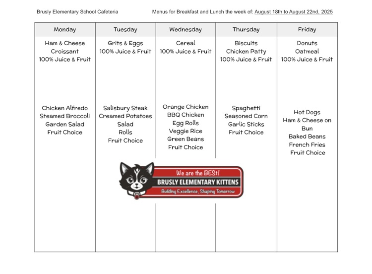BES: Food menu