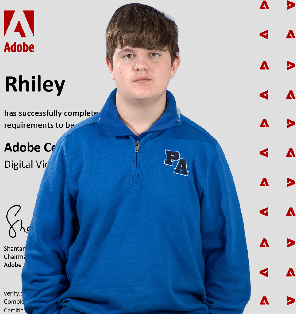 👏 Congrats to Rhiley C. on earning an Adobe Premiere Pro Certification! 🎬💻 #AdobeCertified #PelicanPride