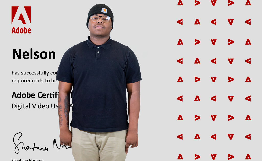 Nelson has officially earned his Adobe Premiere Pro Certification ✅