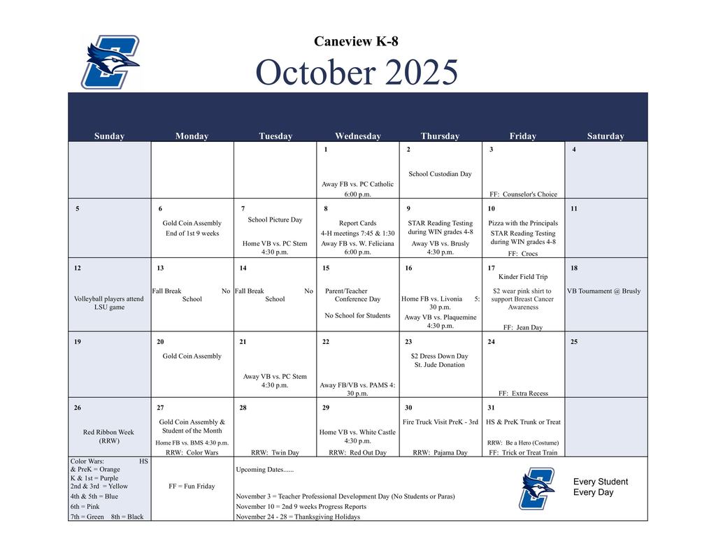 Oct calendar