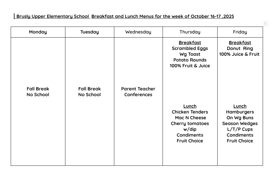BUES cafe menu 10/16-17
