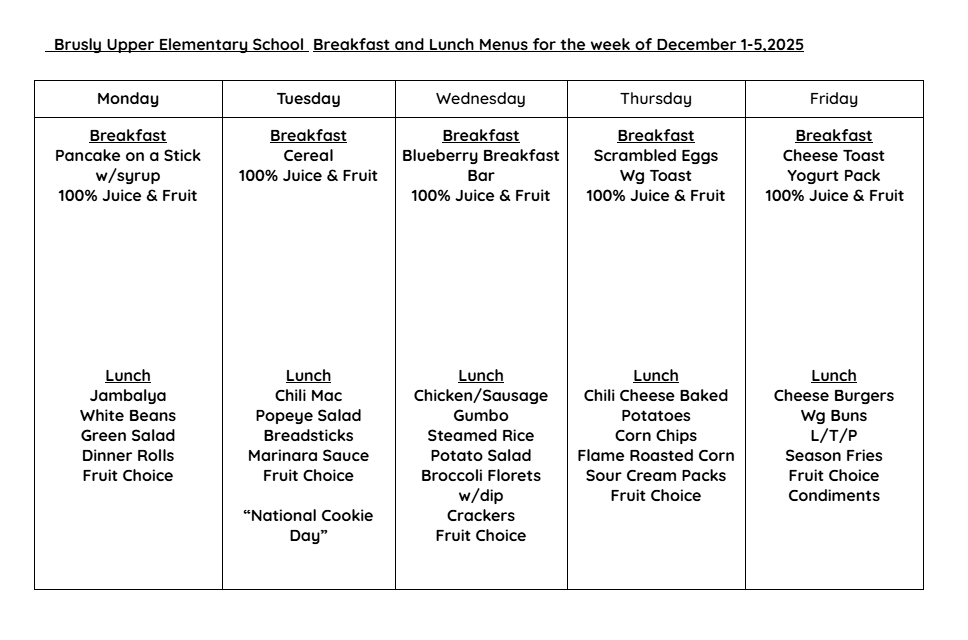 BUES cafe menu 12/1-5
