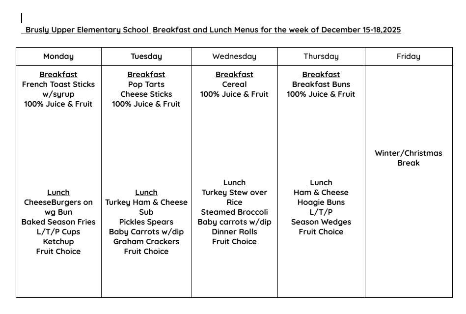 BUES cafe menu 12/15-18