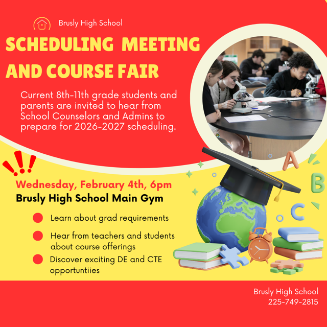 current parents of 8th graders BHS scheduling flyer