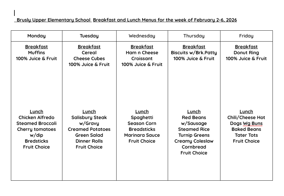 BUES cafe menu 2/2-2/6