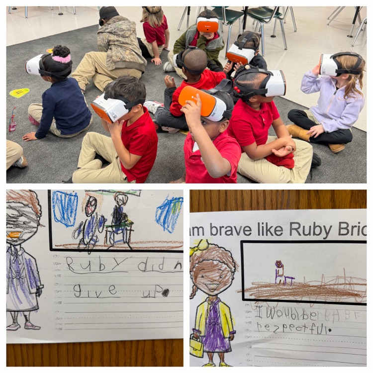 Kindergarten and First grade students learned about Ruby Bridges in Creative Writing Specials and toured William Frantz Elementary with Virtual Reality Goggles  