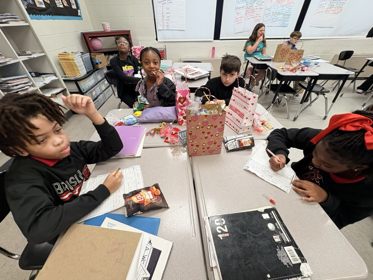 Having Valentines treats and working hard in ELA! 💝