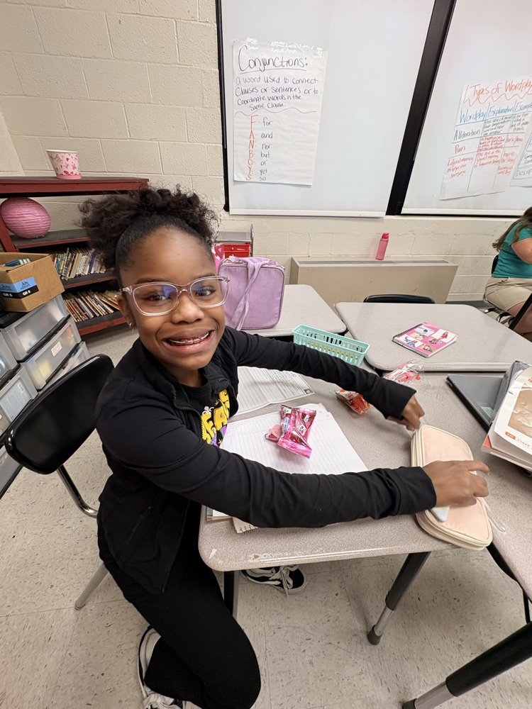 Having Valentines treats and working hard in ELA! 💝