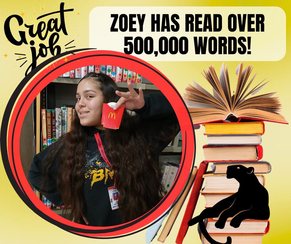 ZOEY HAS READ OVER 500,000 WORDS!