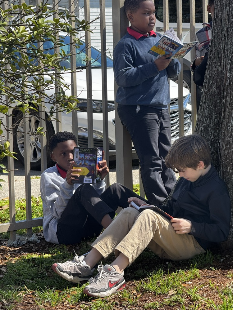 students reading