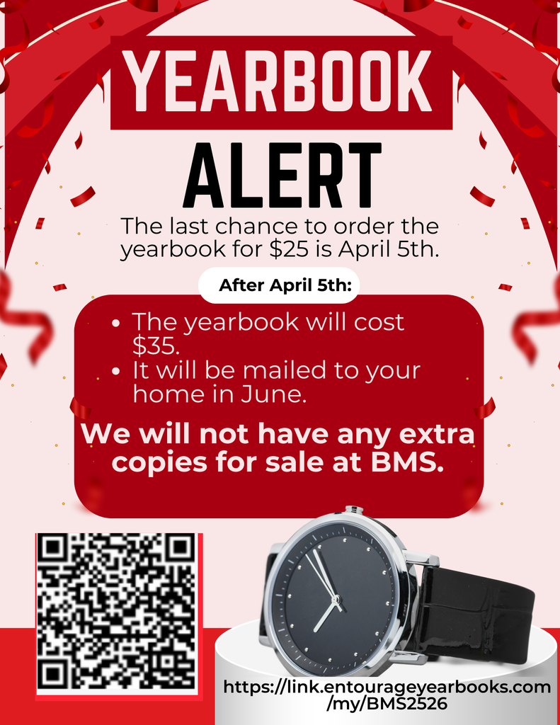 REMINDER TO ORDER YOUR YEARBOOK BEFORE APRIL 5TH 