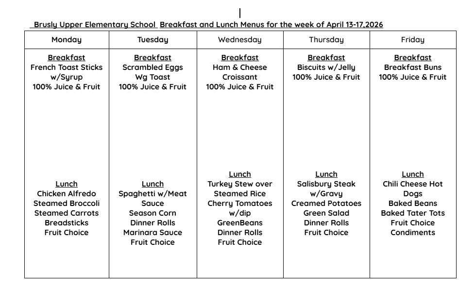 BUES cafe menu April 13-17