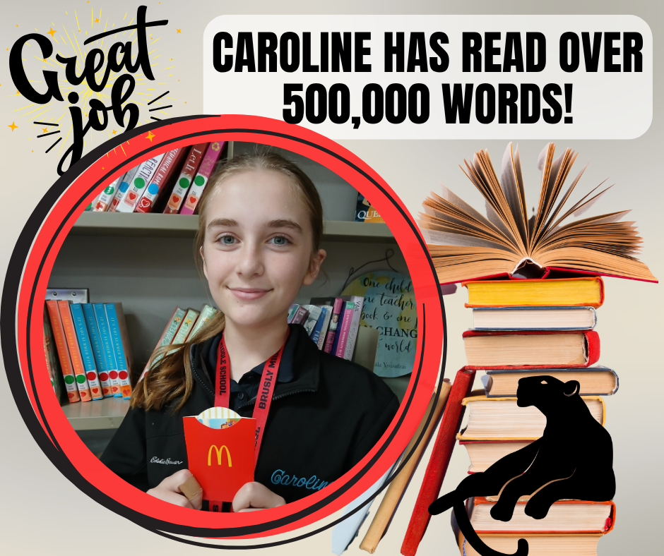 CAROLINE HAS READ OVER 500,000 WORDS