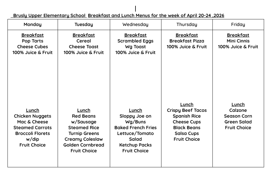 BUES cafe menu 4/20-4/24
