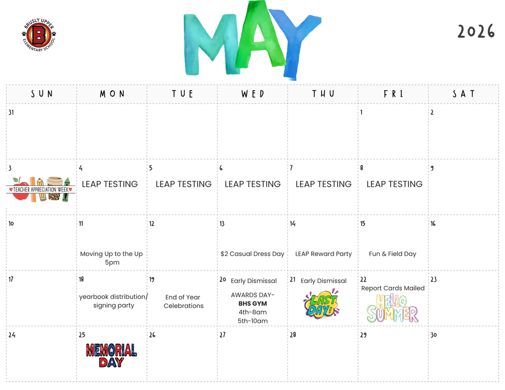 May BUES Calendar