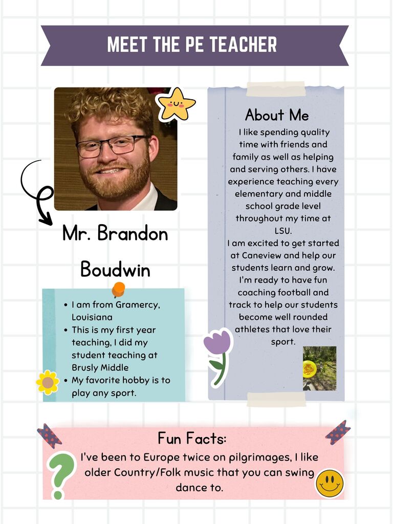 Boys PE Teacher Brandon Boudwin