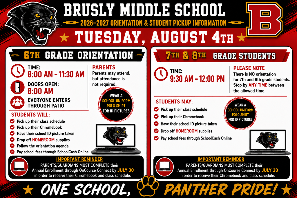 TUESDAY AUGUST 4TH ORIENTATION AND ID PICTURES